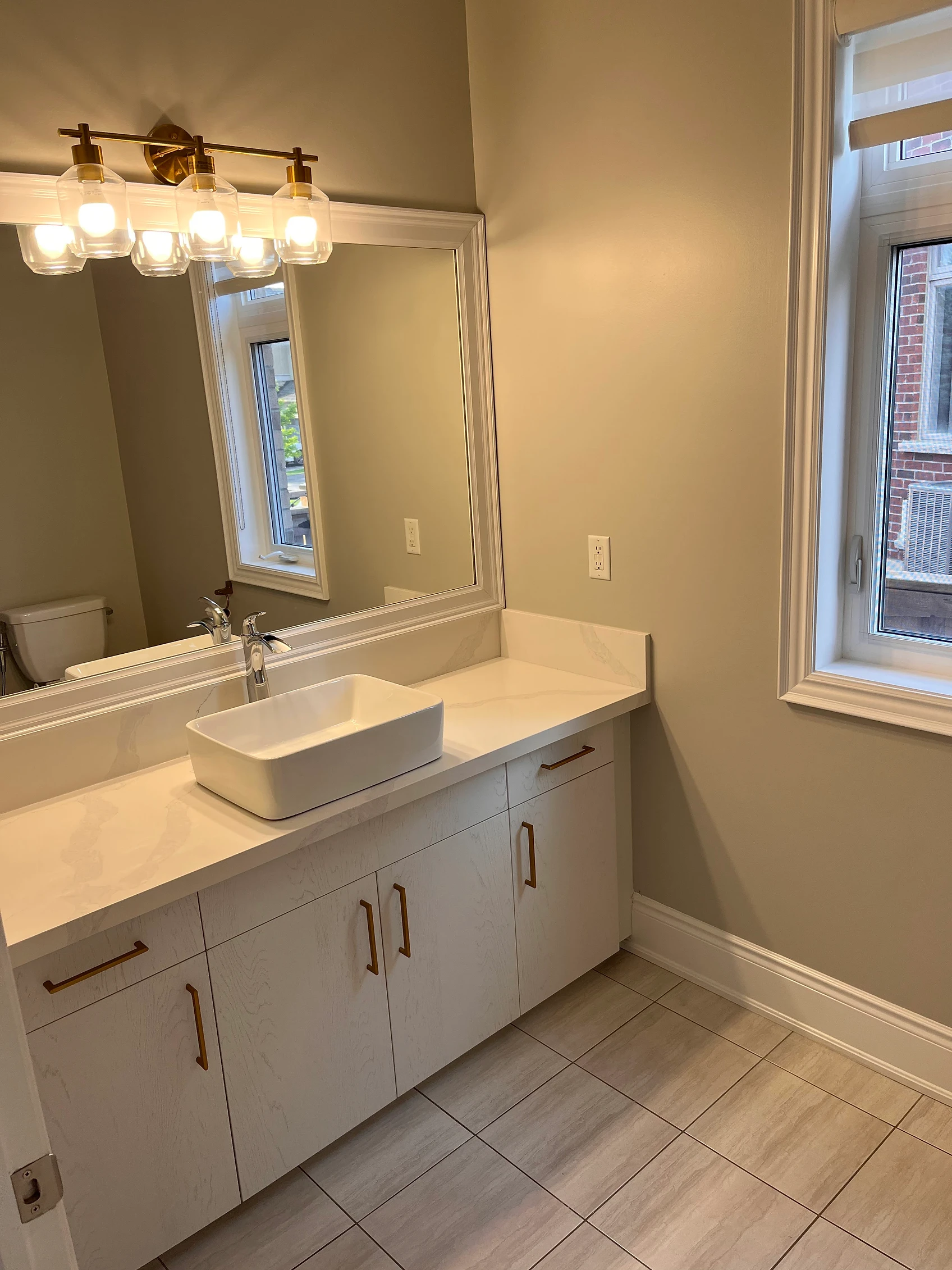 Clean granite bathroom sink