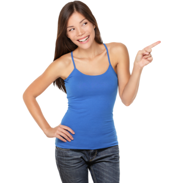 Woman pointing to "Ready To Get Started?" content